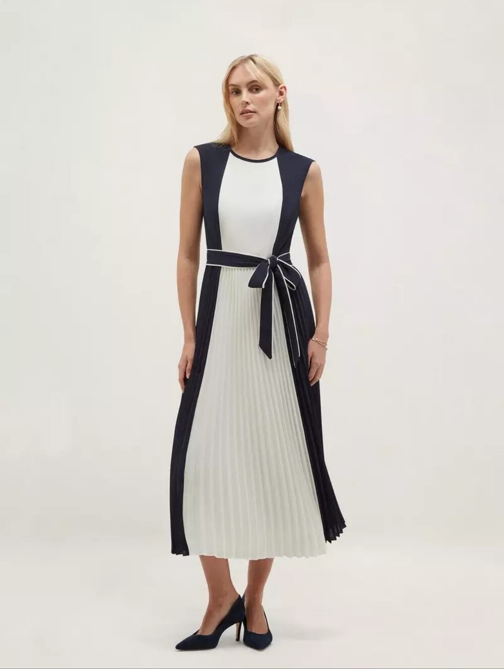 Hobbs Hattie Pleated Colour block Dress